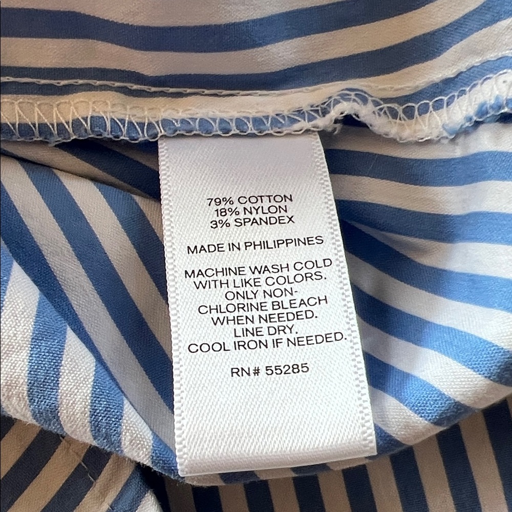 Express Off-Shoulder Blue Striped Button-Down Shirt Small Petit - Picture 5 of 5